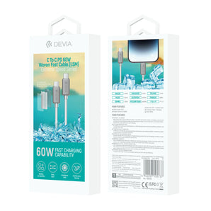 USB Cable C to C 1.5M (Braided) 60W Devia Extreme Speed Series