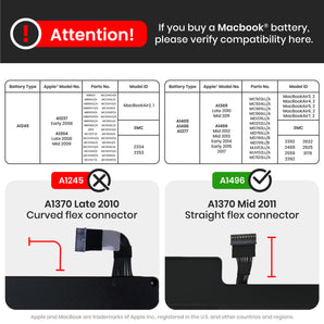 Battery (A1496) Compatible For MacBook Air 13" (A1466 / Mid 2012 / A1405 / Mid 2013 / Early 2014 / Early 2015 / Mid 2017)